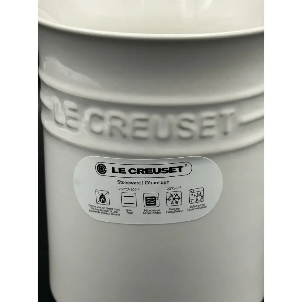 NWT Le Creuset Utensil Crock 1L White Stoneware Kitchen Tool Holder